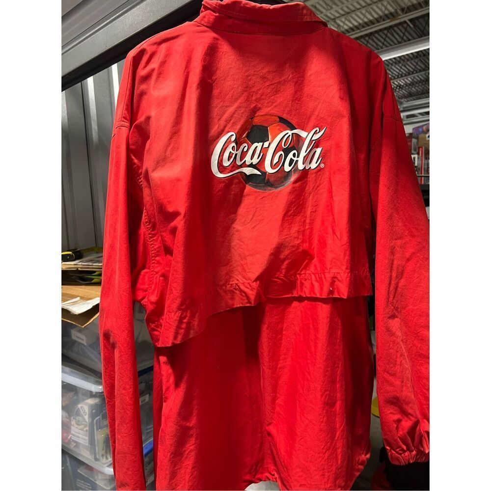 VINTAGE Coca-Cola SOCCER Jacket Wind Resistant XL - Picture 9 of 14